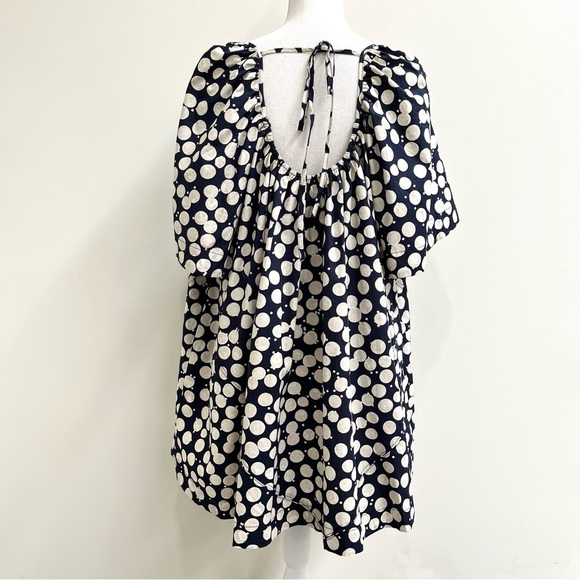 Free People navy blue polka dot 60’s parachute dress pockets open back XS - Picture 7 of 14
